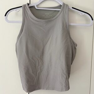 Oysho Grey Ribbed Yoga Tank Top 🧘♀️